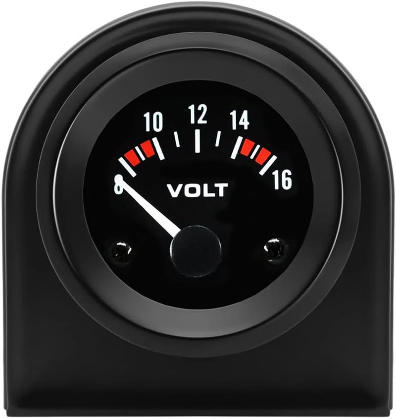 LKRXW Car Volt Gauge 2" 52mm Auto Voltage Gauge Meter Universal Volt Tester Pointer Instruments 12V Bright White Light Indicator 8 to 16 V - Image 1